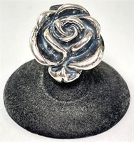 Lg Solid Sterling Signed "Whitney Kelly" Rose Ring