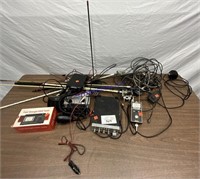 Assorted CB equipment, testing meters antennas cab