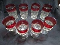 5.5" Tall Tiffin King's Crown Cranberry Flash Cups
