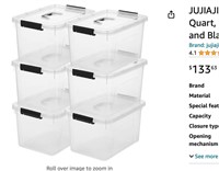 JUJIAJIA Clear Storage Latch Box 12 Quart