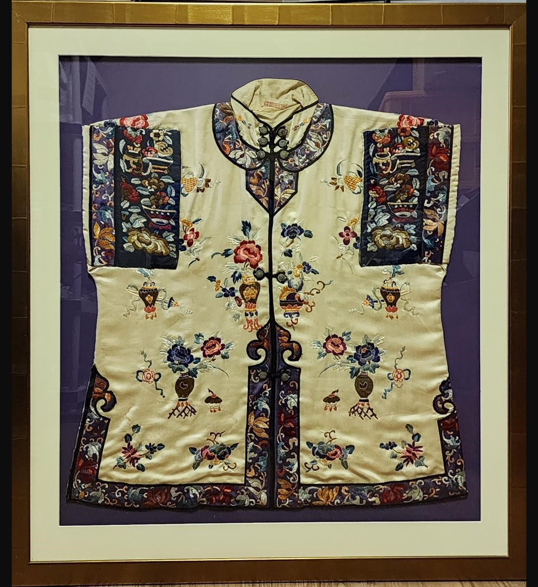 A Fine Chinese Silk Embroidered Blouse In A Frame