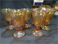 Indiana Carnival Glass / 8 Goblets / Grape Harvest
