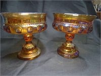 2 King's Crown Carnival Glass Ice Cream Dishes