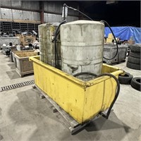 42"x80"x32" Metal Waste Fuel Tank w/ (2) Poly Barr