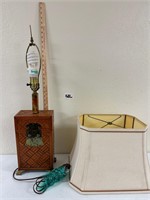 Asian Style Woven Box Lamp w/ Shade 27"H