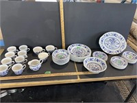 Blue & white dishes- most are Enoch Wedgwood Blue