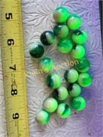 lot of 19 antique toy marbles glowies 5/8" 1930's