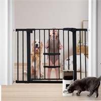 Baby Gate with Cat Door Adjustable Black 106M