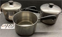 3 Revere Ware Sauce Pans Covered Pans