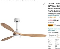 GESUM Ceiling Fan with Light,
