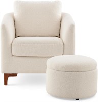 COLAMY Sherpa Accent Chair with Storage Ottoman