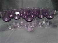 12 Vintage Fostoria Purple Crystal Wine Glasses