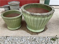 Two Green Stoneware Pots PU ONLY