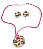 Belle Etoile Enamel & Silver Earrings & Necklace.