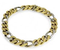 18K Gold & Diamond Cuban Chain Men's Bracelet.