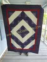 Log Cabin Pattern Quilted Throw