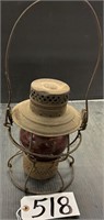 Antique Handlen Wabash Railroad Red Globe Lantern