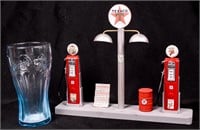 Contemp Texaco Desk Top Gas Pumps, Coke Glass