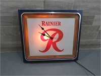 VINTAGE RAINIER ELECTRIC CLOCK 14"X16"