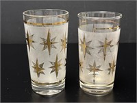 2 Dominion Atomic Starburst Gold Frosted Tumblers