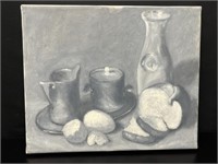 Monotone Grisaille Still Life, Acrylic On Canvas