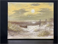 Seaside Sunset, Oil on Canvas, Signed
