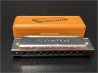 Vtg "Play That Tune" Harmonica with Case