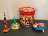 Vintage Toys & Animal Crackers Tin
