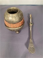 1960’s Yerba Mate Gourd with Straw Highly