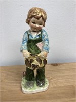 Vtg Country Boy in overalls figurine, Japan?