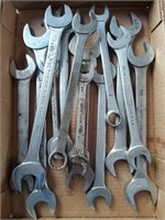 Flat of assorted wrenches, most USA
