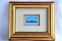 Vtg Nicely Framed & Matted Ship Collectible