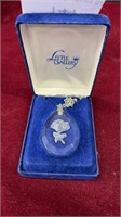 Crystal Necklace with Engraved Rose Design