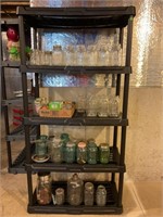 SHELF WITH CONTENTS -BALL JARS, LIDS. RINGS & MORE