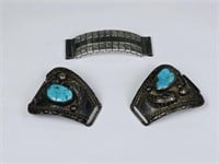 Vintage Sterling Silver & Turquoise Watch Tips