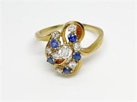 14K Gold Diamond & Sapphire Ladies' Ring.