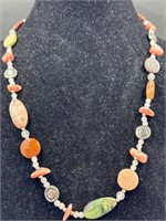 Pink Quartz & Stone Beaded Necklace