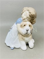 NAO Girl Hugging dog figurine