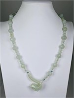 Vintage Celadon Jade Carved Necklace: Dragon