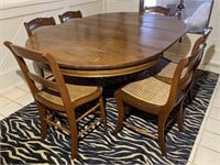 Claw Foot Dining Table & Cane Bottom Chairs