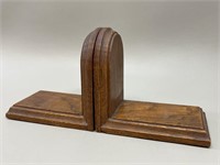 Solid Stained Oak Wood Bookends