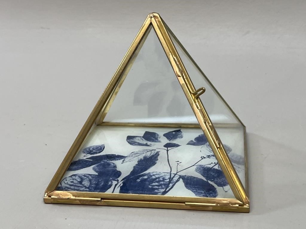 Brass & Glass Pyramid Display Case
