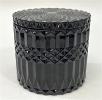 Black & Clear Glass Diamond Pattern Jar w/Lid