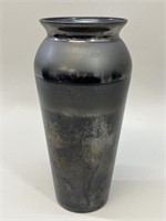 Tall Art Nouveau Style Black Vase VTG