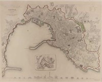 Antique SDUK 1836 Map of Genoa (Genova), Italy