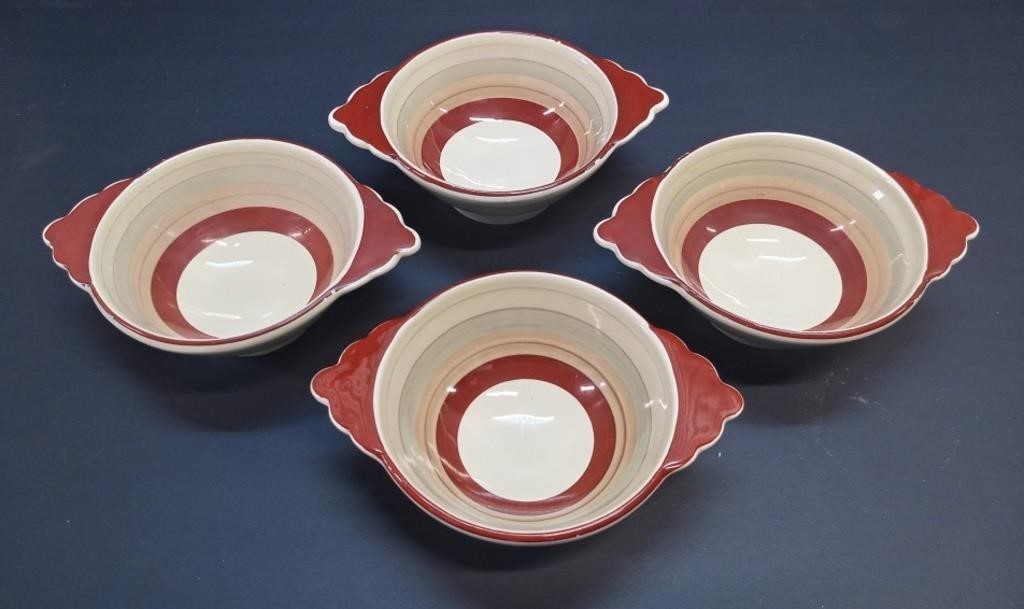 1930s Susie Copper Red Double Handle Bowls