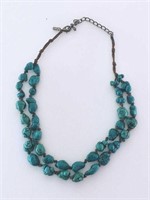 1960s Turquoise & Leather Necklace
