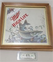 Miller High Life Beer Advertising Mirror "Tip Up"