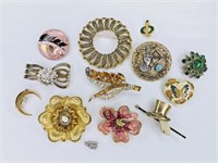 13 Vintage Brooches: Emmons, ART, BSK