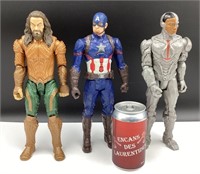 3 figurines de super-héros dont Aquaman